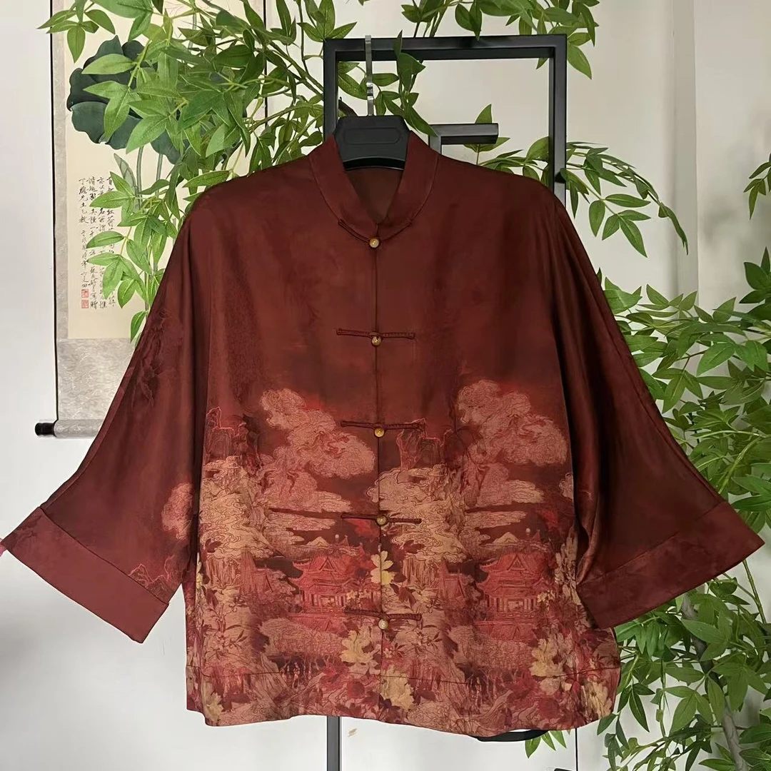 【佳鑫香云纱】桑蚕丝香云纱高定设计师款时尚上衣NRSB-889760