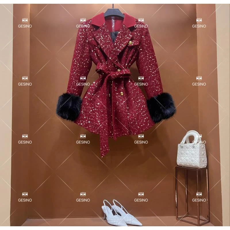 【悠】秋冬气质小香风时尚设计师中长款外套 QD-2025537