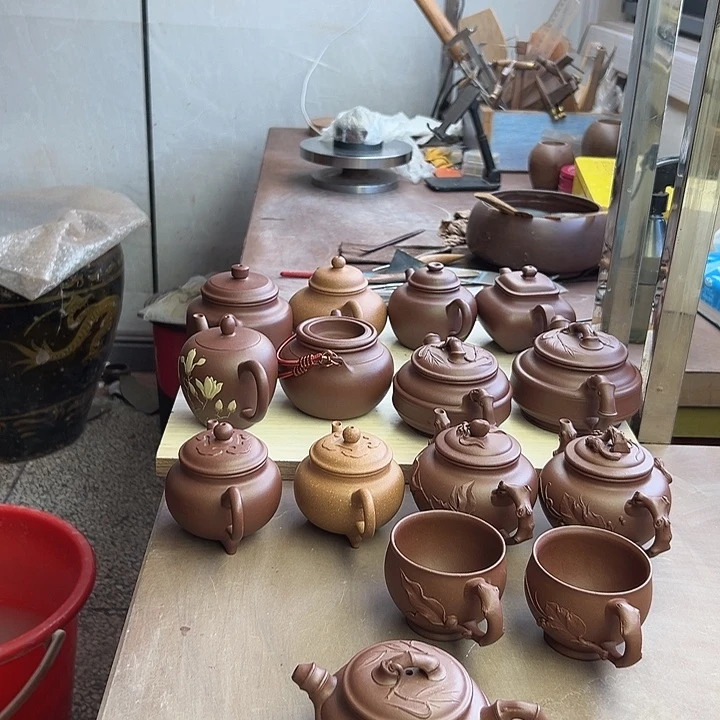 醉***锦茶杯紫砂瑕疵黄龙源底槽清半手工制作双线竹鼓