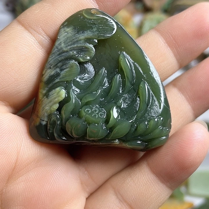 岫岩河磨玉（透闪石质玉）未镶嵌吊坠(不含链)