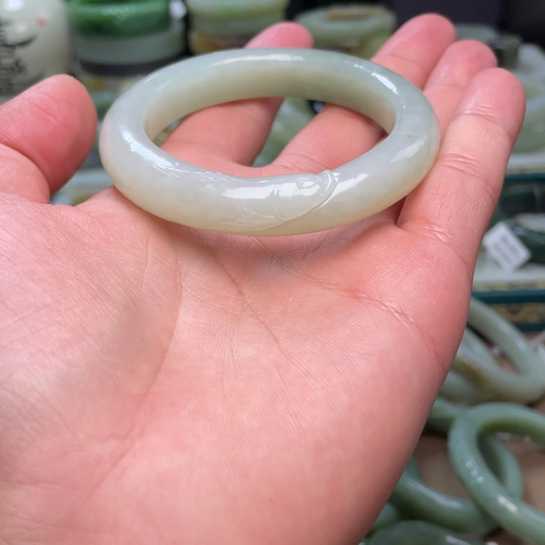 和田玉未镶嵌手镯鱼55.8