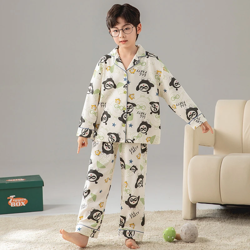 儿童睡衣春秋季纯棉吸汗卡通青少年长袖宝宝帅气中大童家居服套装