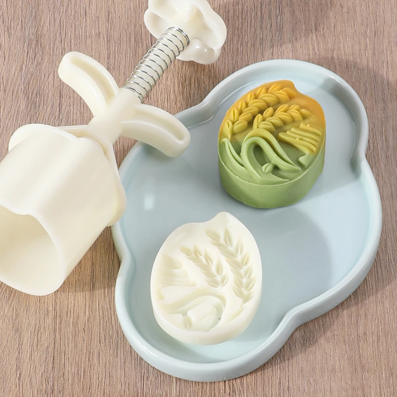 75g稻穗梯田月饼模山药糕饼具绿豆糕桃山月饼模具家用