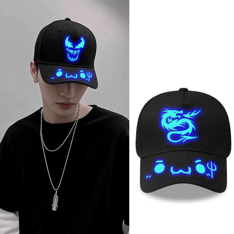 防晒鸭舌帽夏季男士户外休闲运动夜光帅气棒球帽学生大头围遮阳帽