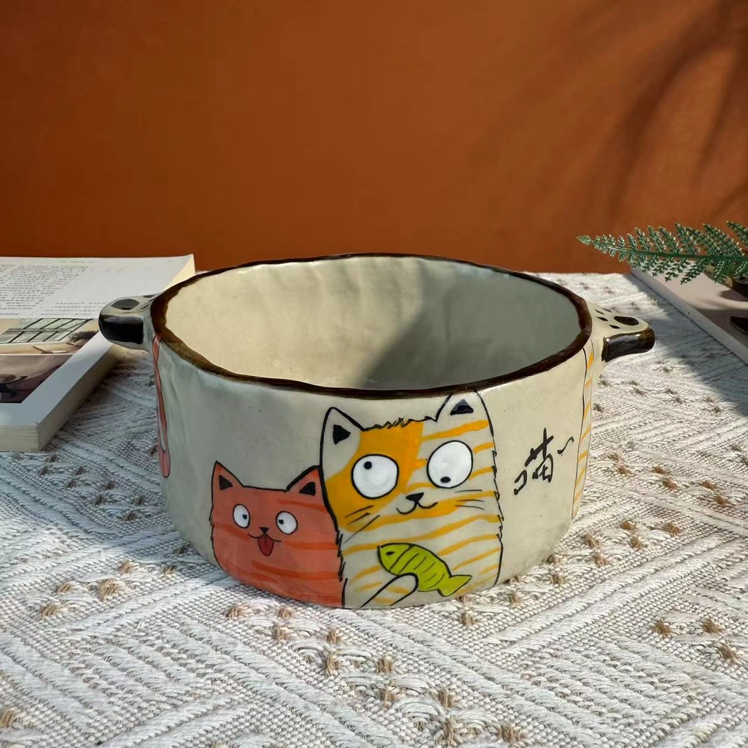 【猫猫泡面碗】景德镇文创手工手绘陶瓷碗