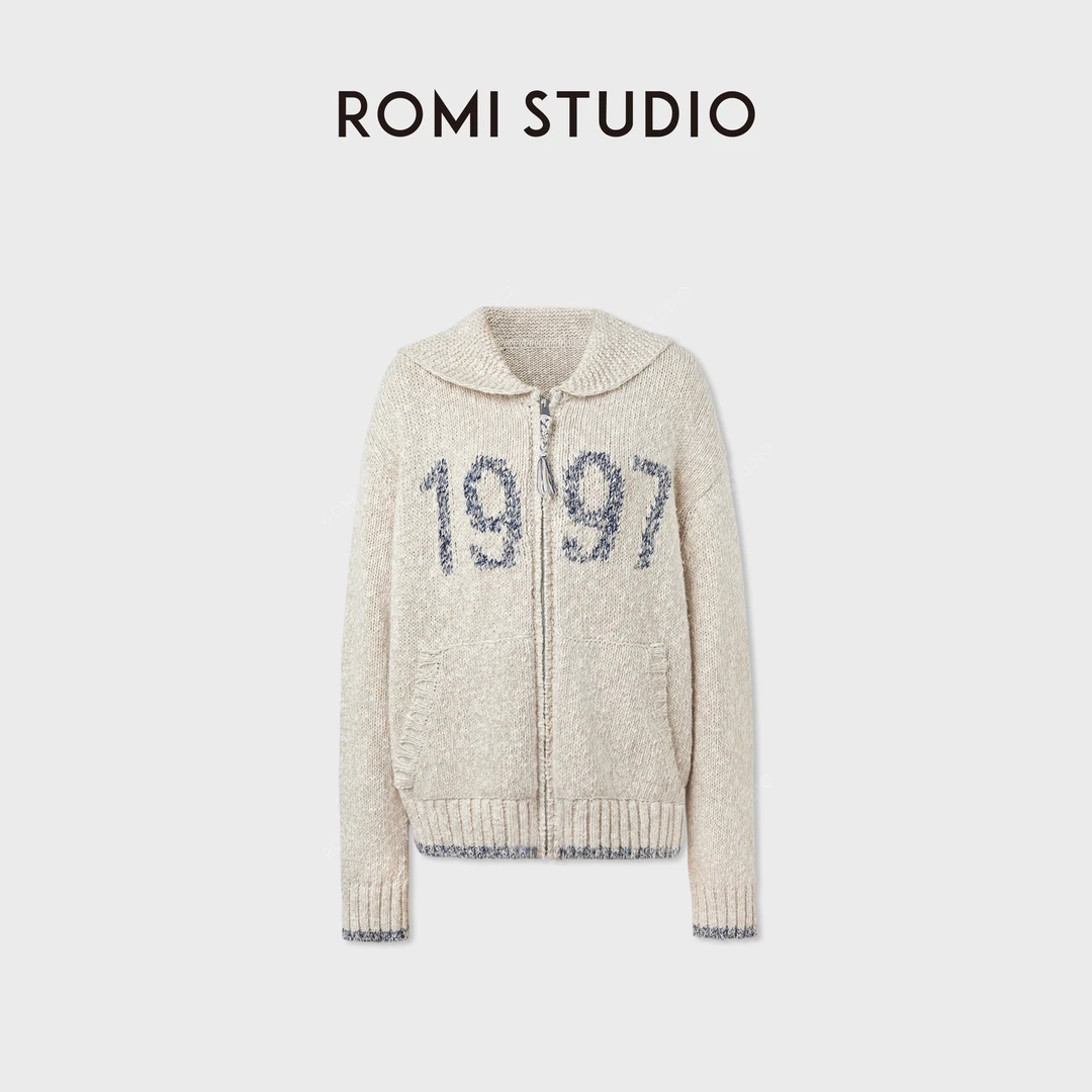 ROMI STUDIO“1997”花式羊毛花纱手感编织运动风卫衣RWCWST6340