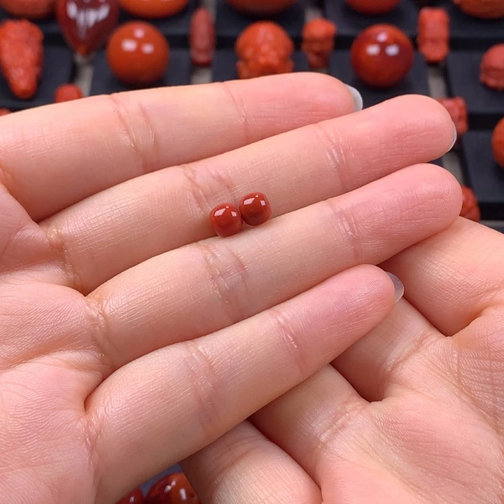 南红玛瑙老型对珠5MM+未镶嵌