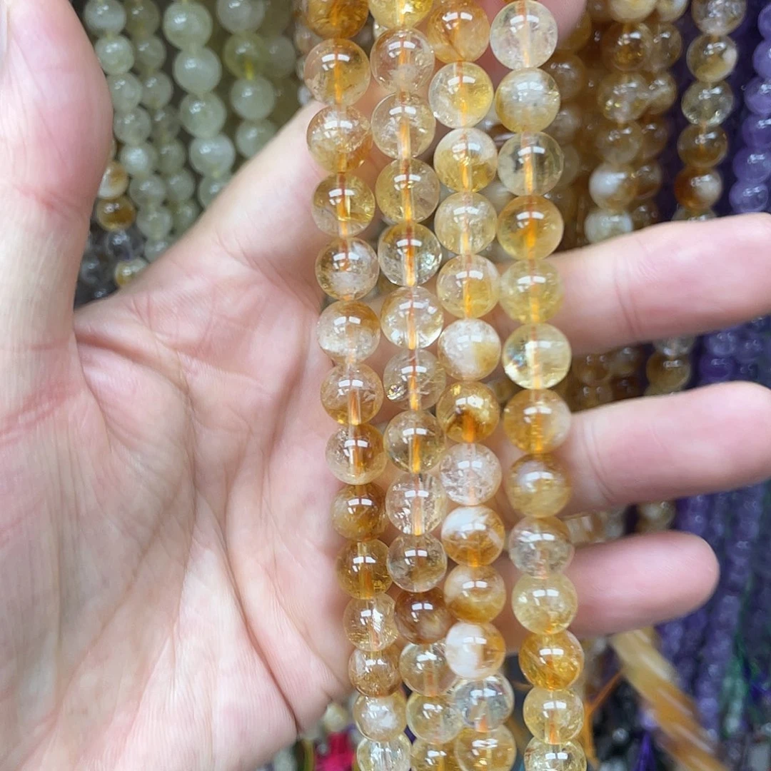 玛瑙/玉髓未镶嵌半成品黄塔晶8mm散珠