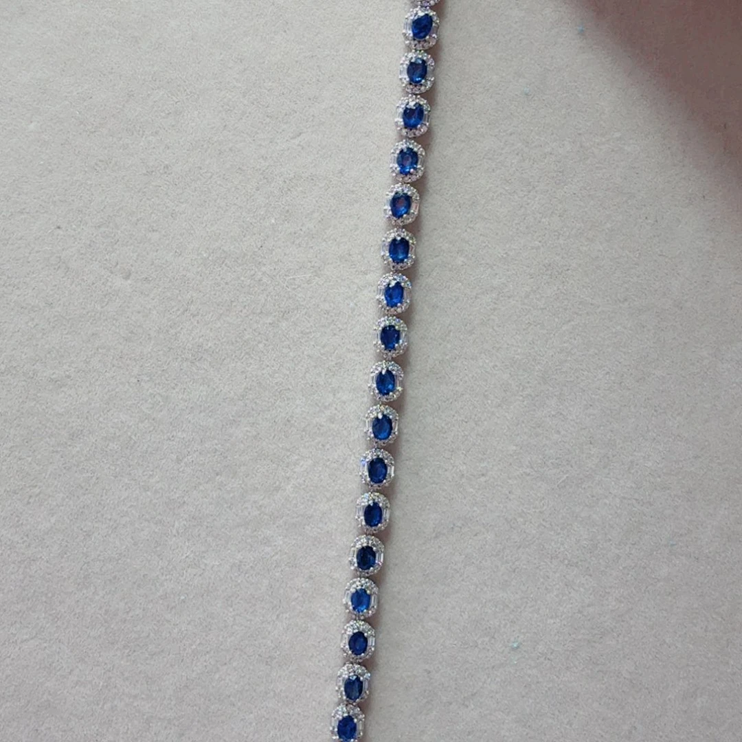 蓝宝石手链银S925镶嵌