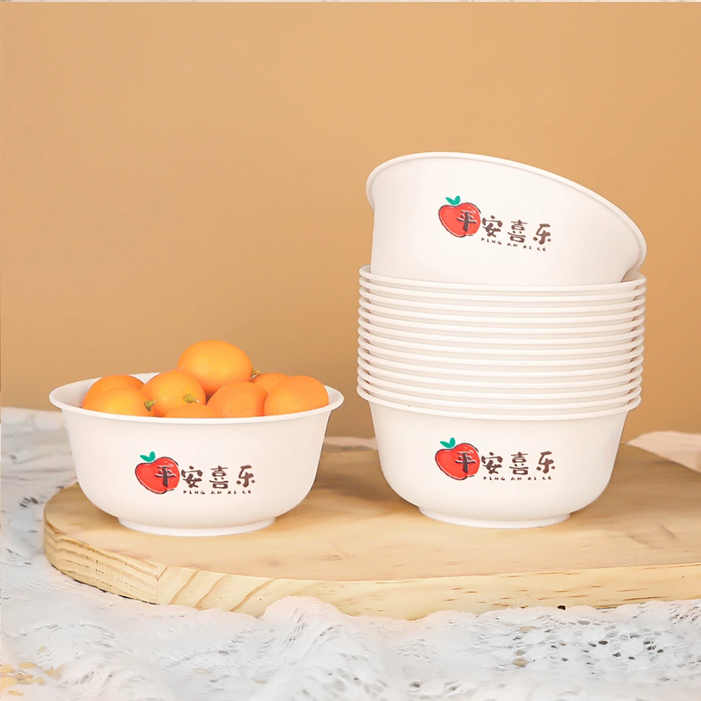 稻壳一次性碗圆碗可降解环保食品级加厚加硬耐高温一次性印花碗