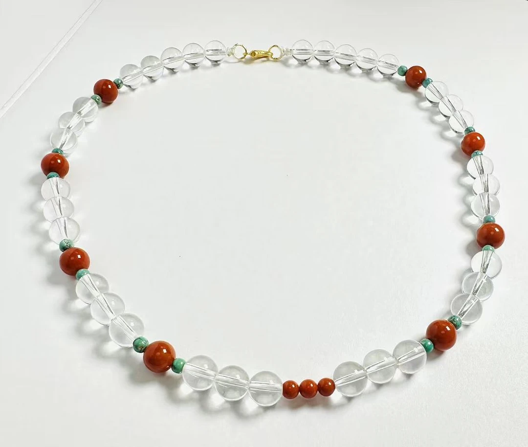 【荣儿】天然高冰白水晶南红设计款多宝简约百搭多样性发其一