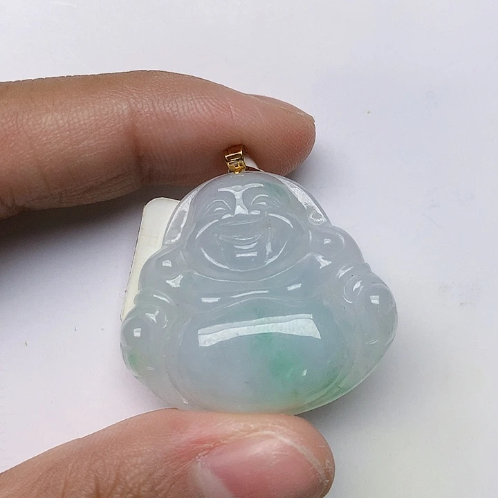 颈饰18K金镶嵌翡翠天然翡翠