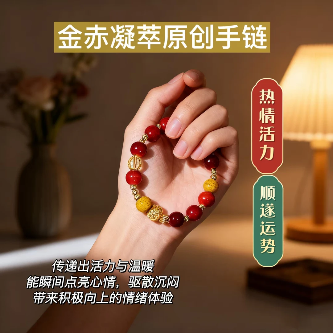 【金赤凝萃】秋冬新款百搭民族风手链饰品可定制小众设计感手串