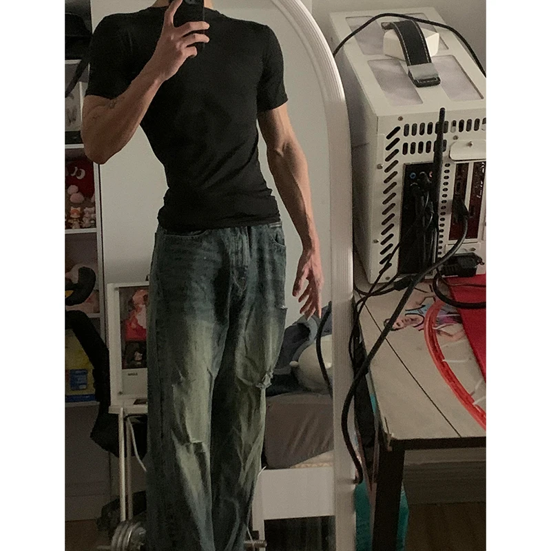 cleanfit黑色健身短袖显肌肉速干弹力收紧袖口t恤男夏季修身半袖