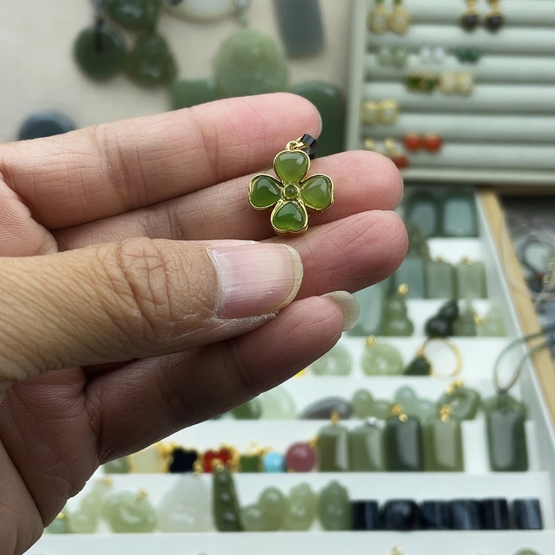 和田玉银S925镶嵌吊坠(不含链)