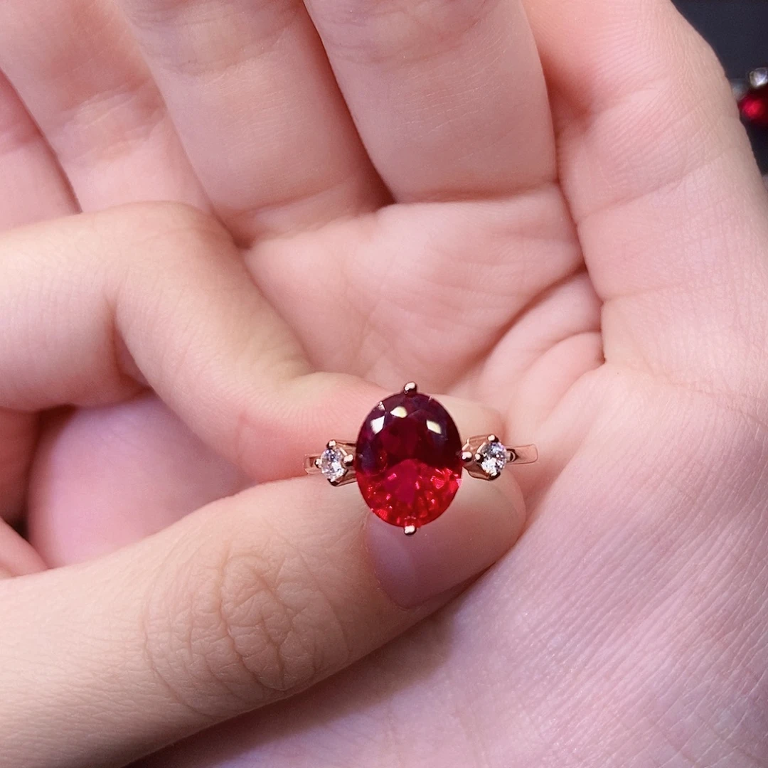 红宝石戒指银S925镶嵌