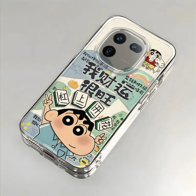 财运旺小新适用iQOO12手机壳iQOO12pro防摔全包透明保护套卡通软