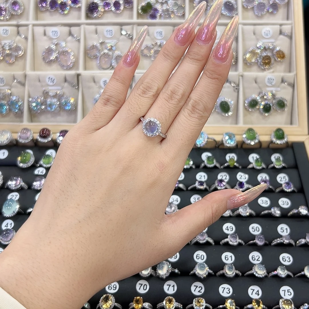 银S925镶嵌戒指水晶