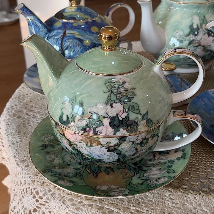 瓷片微瑕骨瓷子母壶白玫瑰一个