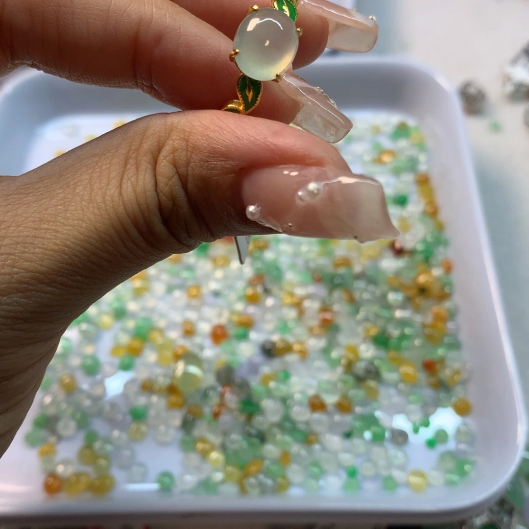 翡翠戒指银S925镶嵌戒指55