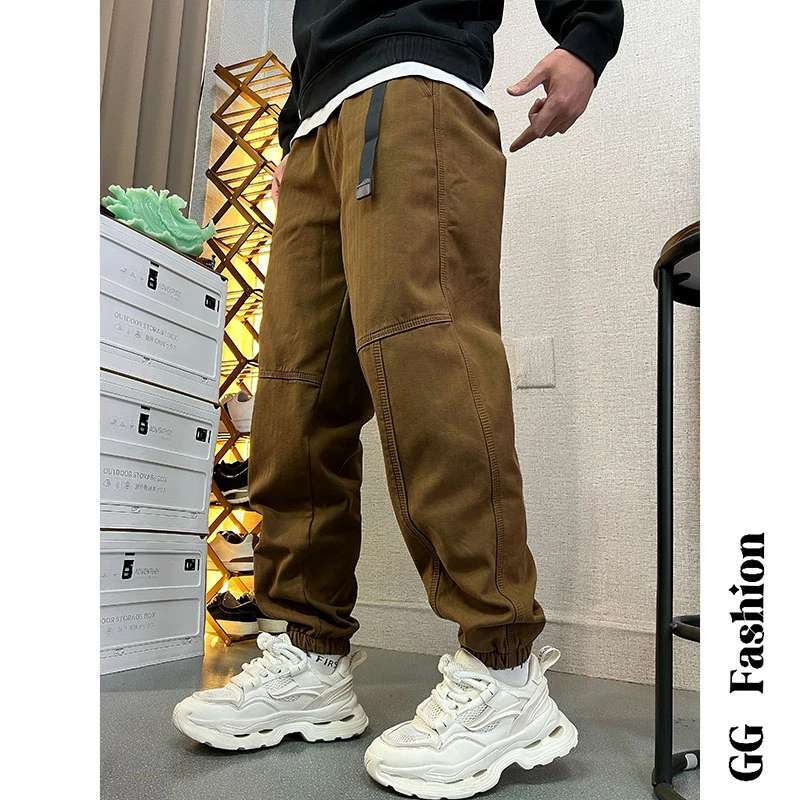 【260斤可穿】宽松腰间松紧机能卡扣工装裤裤子户外休闲裤大码男士