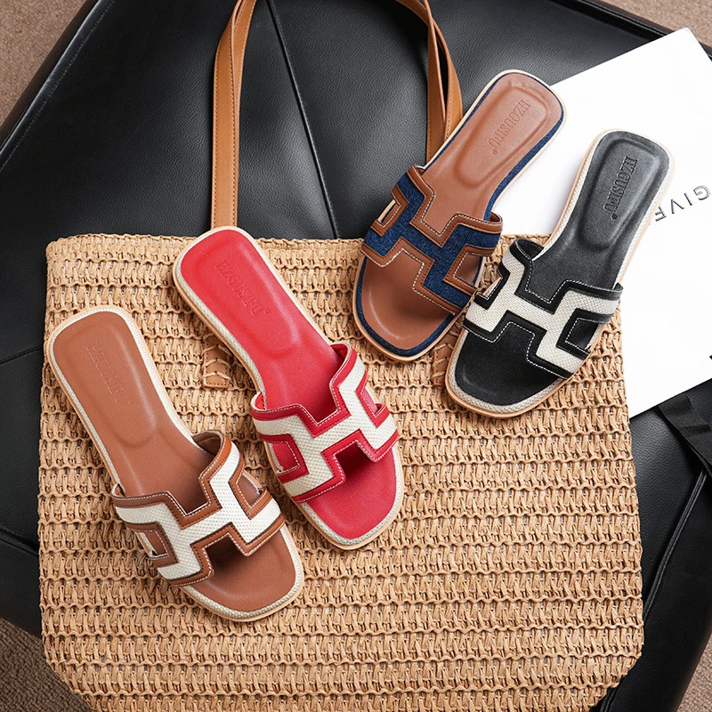 韩版ins潮夏季型鞋凉拖鞋时尚沙滩一字平底凉鞋拖鞋女外穿