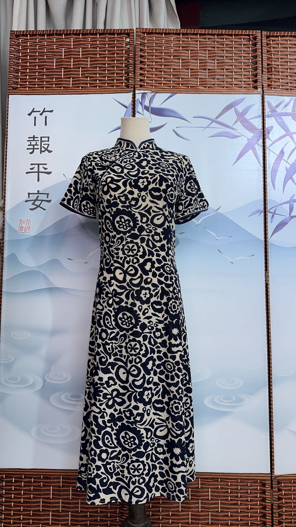 新款牛奶绒透气柔软改良旗袍裙