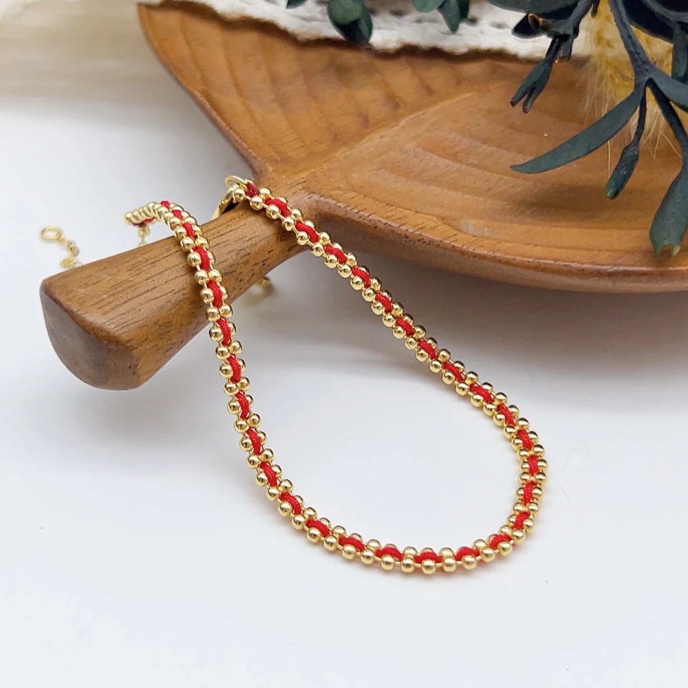 925银布艺手链 02646 HOA 925银编绳点珠手链 长度15.5+2cm左右