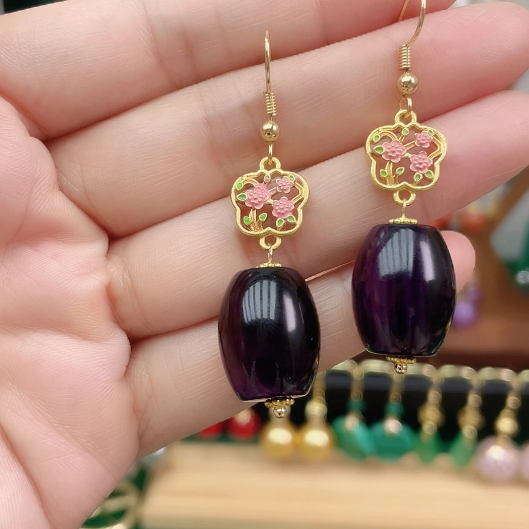 玛瑙/玉髓合金耳饰