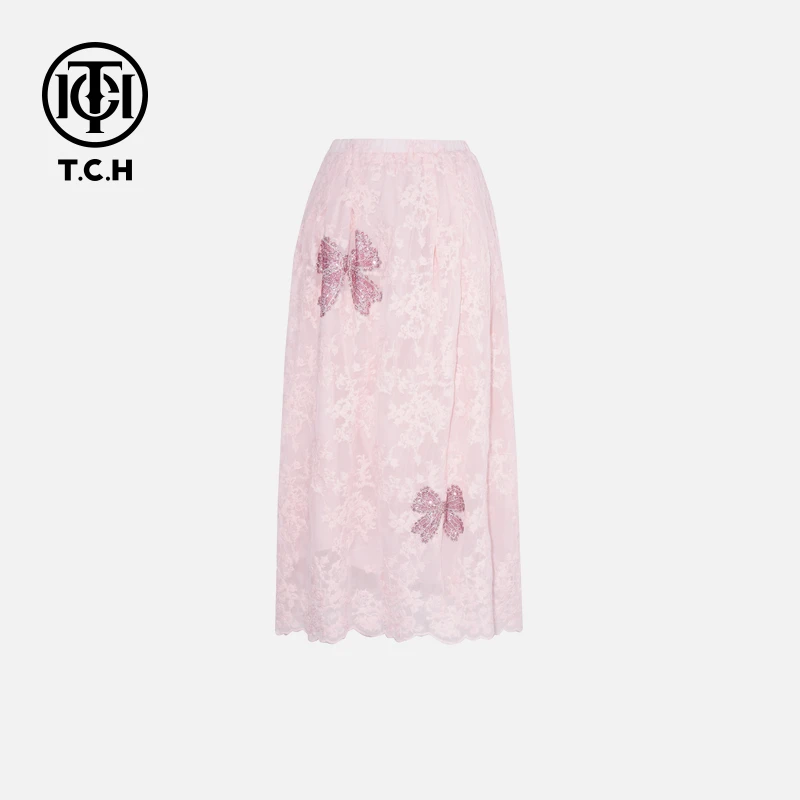 TCH烫钻工艺新时尚淑女百搭新潮流半裙女T75B22E5032轻奢tch