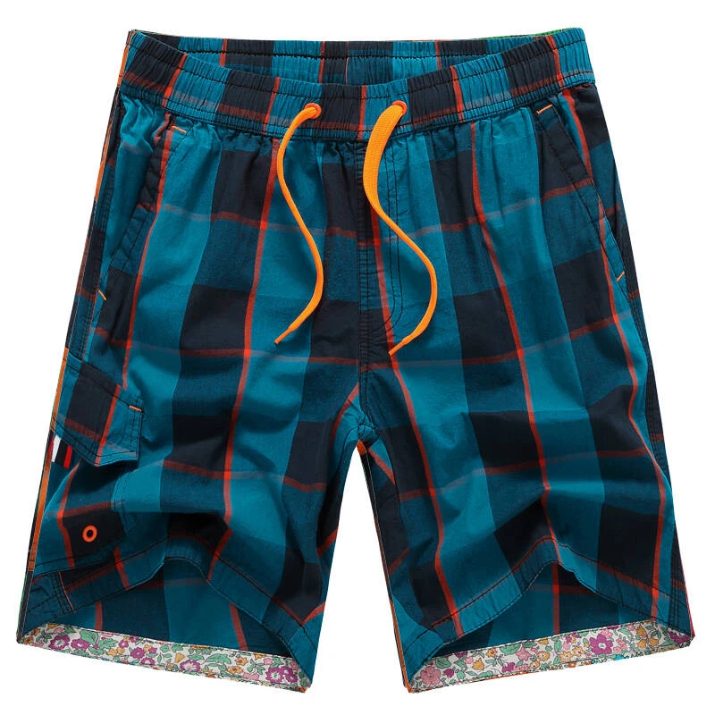 夏季格子花纹款经典五分沙滩短裤