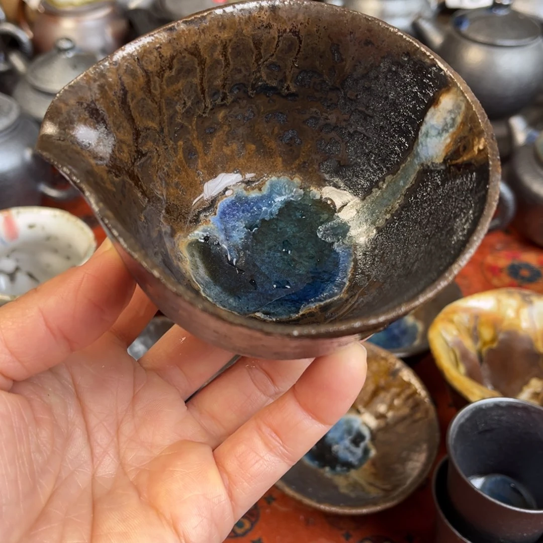 柴烧茶器主人杯杯柴烧