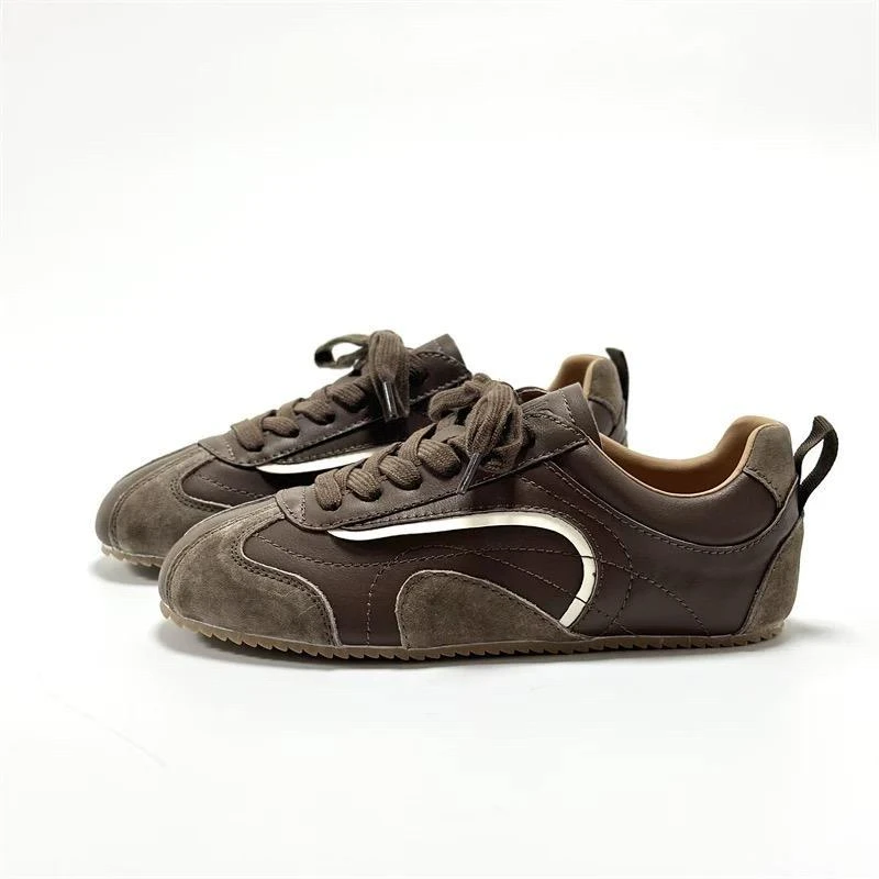 韩版秋款平底显脚小德训鞋女潮小众百搭休闲运动单鞋