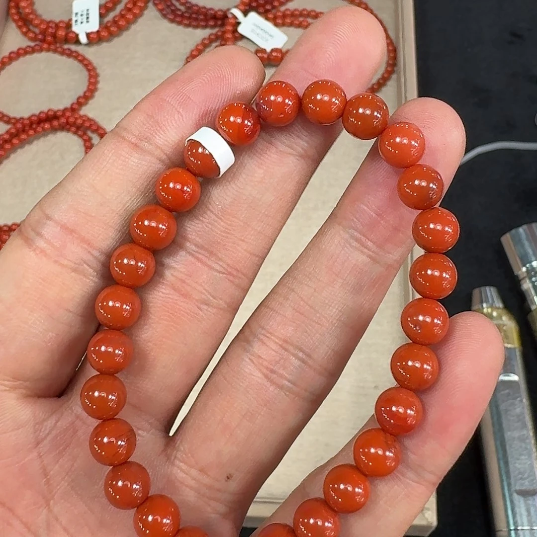 未镶嵌手链南红玛瑙原矿南红手串7mm纯色瓦西柿子锦