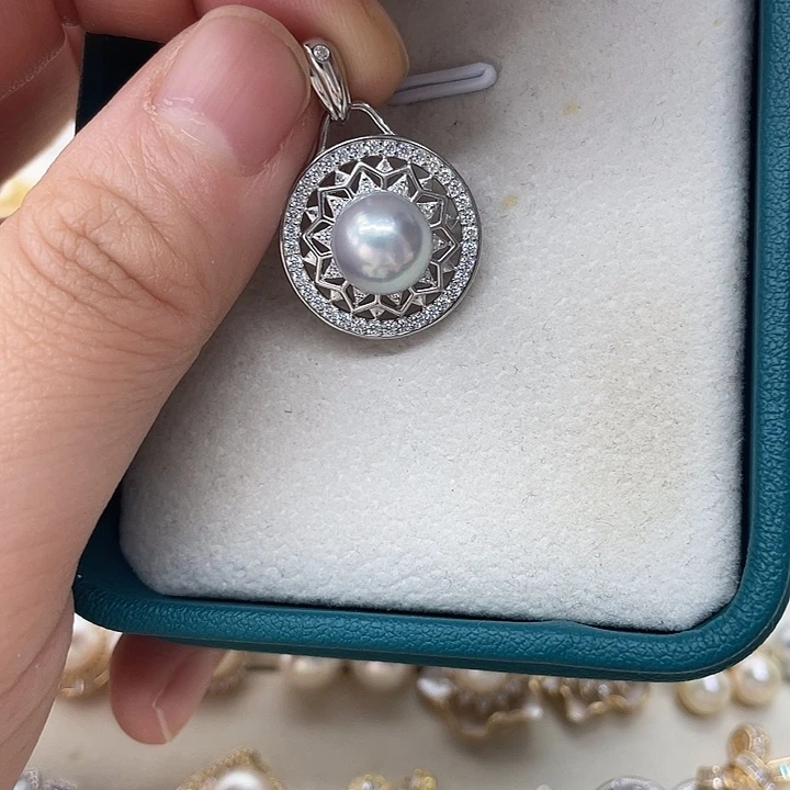 海水珍珠银S925镶嵌吊坠(不含链)