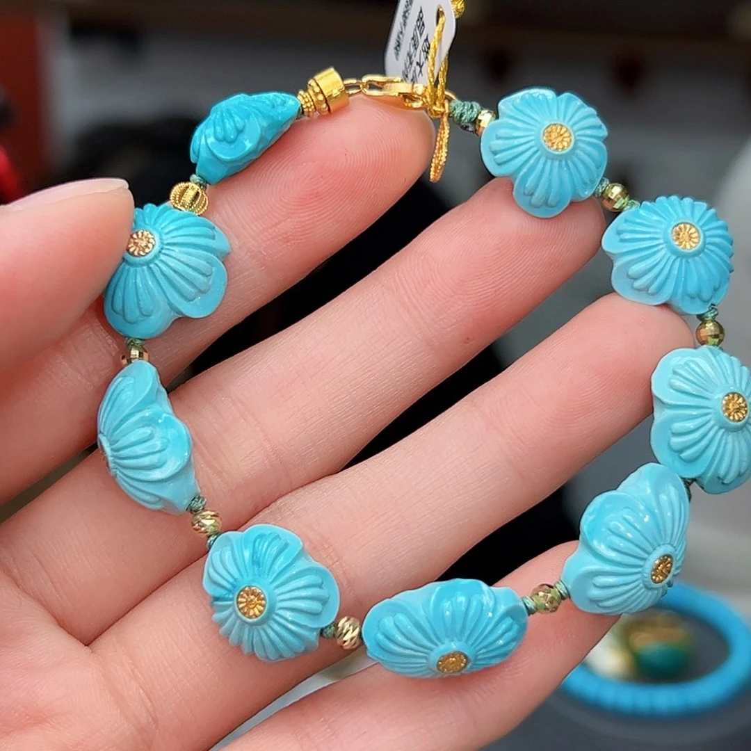 绿松石珠宝奇石18K金镶嵌