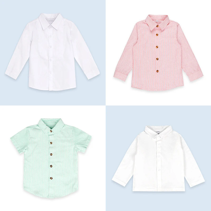 儿童衬衣春夏季男童衬衫纯棉韩版中小童女童打底衫小学生表演出服