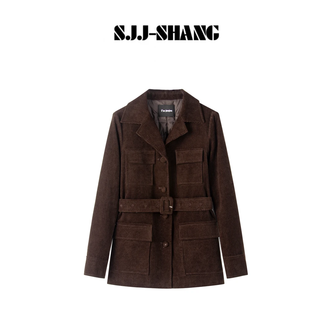 SJJ-SHANG【生巧】25秋冬灯芯丝绒90鹅绒西装翻领羽绒服q135782p