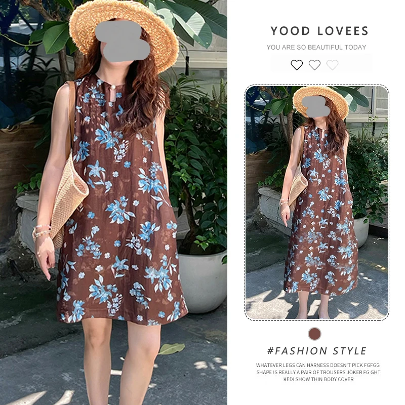 2025夏季复古花朵背心连衣裙女2025新款圆领无袖a字裙设计感短裙