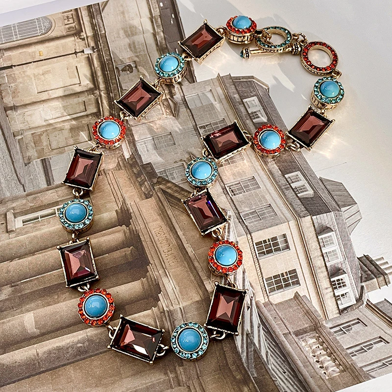 非金属合成锆石项链 【169】中古风vintage项链女复古耳环民族风