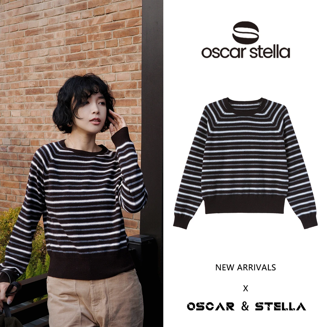 OSCAR&STELLA【克莱西】百搭条纹修身针织圆领毛衣134-28750