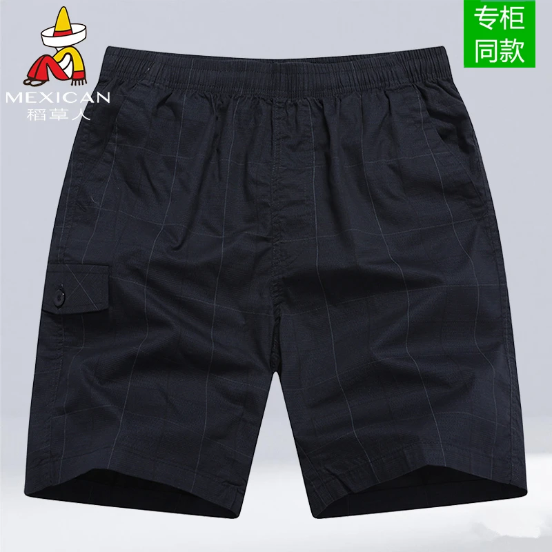 Mexican/稻草人男士五分裤纯棉宽松大码透气休闲沙滩居家外穿短裤