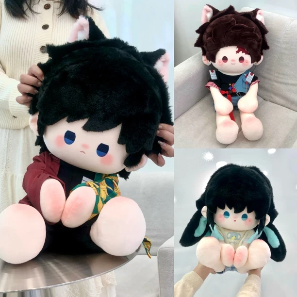 裸娃鬼灭之刃60cm巨捶富冈义勇/时透无一郎/炭治郎原创棉花娃娃