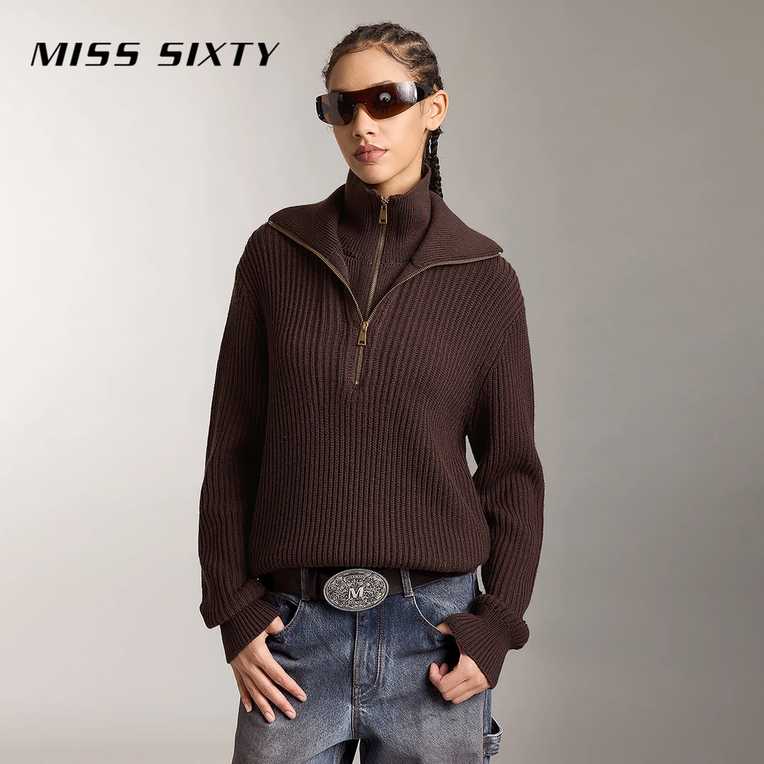【达人专属】Miss Sixty2024秋季新款针织衫女假两件绵羊毛衣