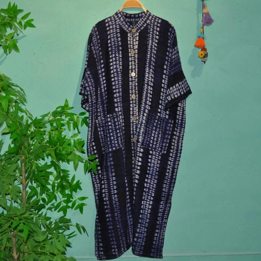 东南亚风宽松新中式常规慵懒风女装长款印花条纹气质提花外套