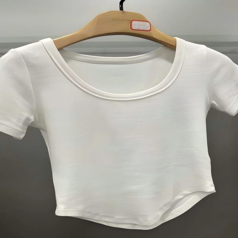 Basic House/百家好轻职风拼接短袖高腰圆领打底T恤简约夏季NC290