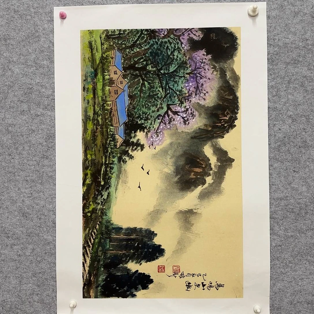 国画花鸟等图案为一体