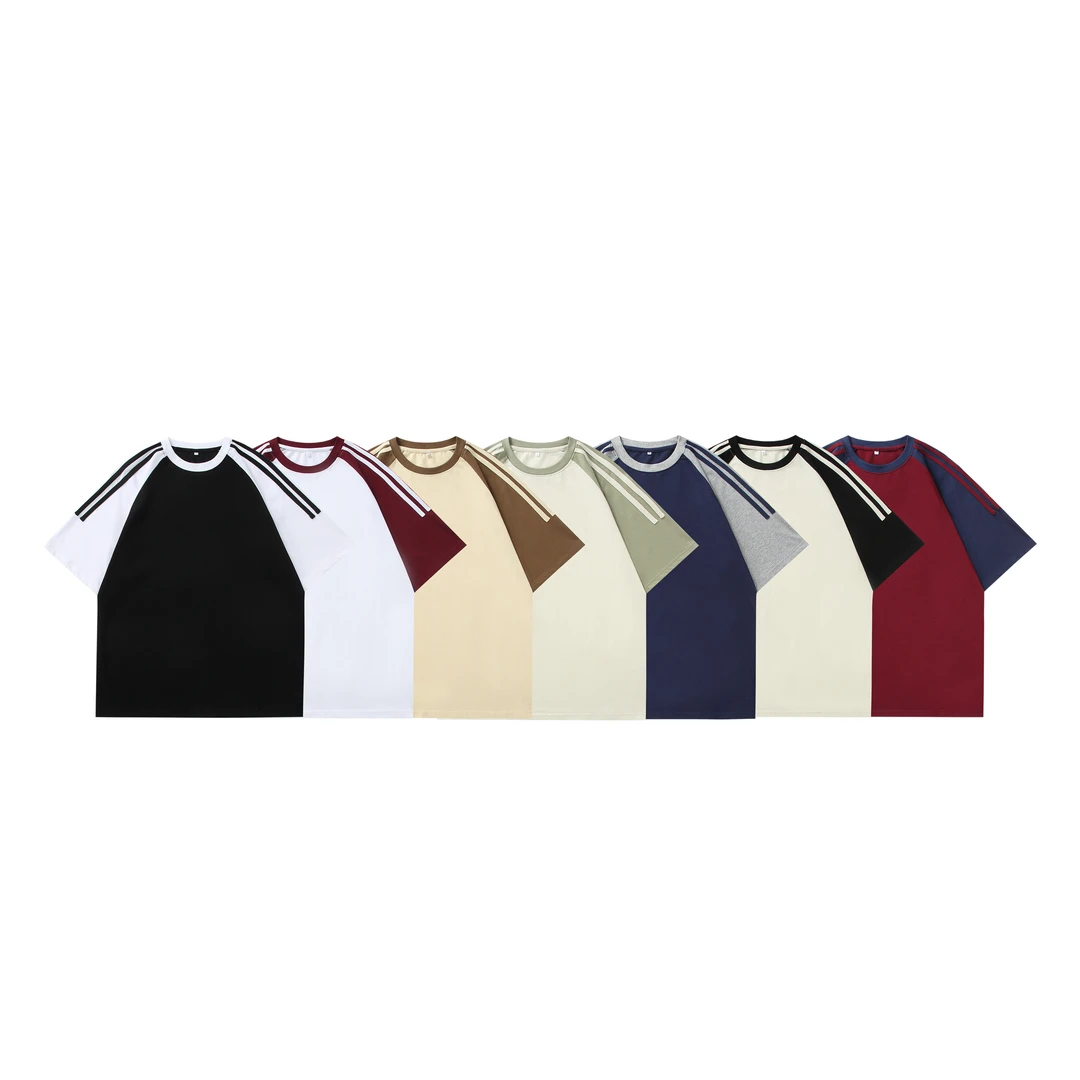 260G高克重短袖纯棉百搭夏季潮流简约时尚情侣学院复古情侣T401