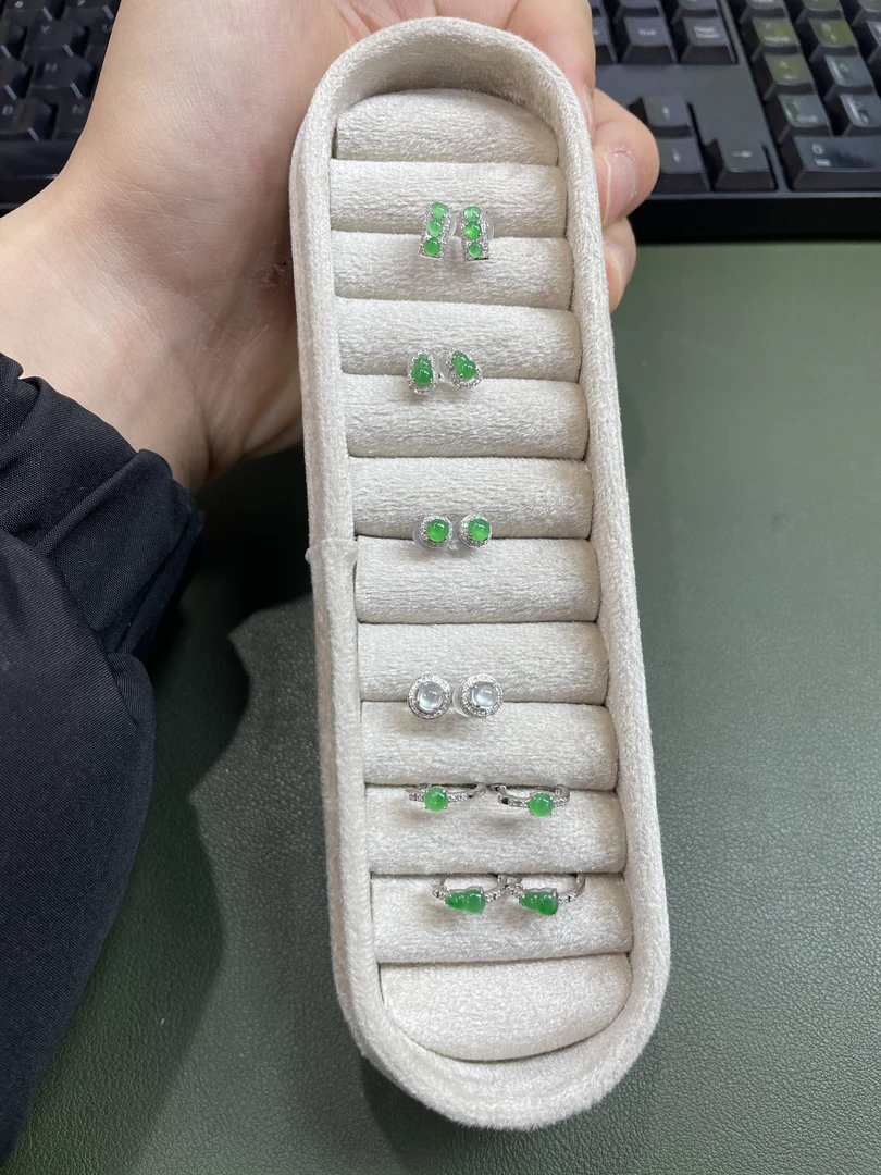 【小鱼严选 彩虹盘】翡翠耳饰-18K金镶嵌-多样性发一件-JY01|CXQ21