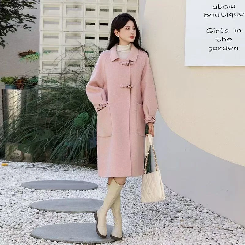 【撤柜样品】X269秋冬季气质百搭大衣外套咖啡商家提供